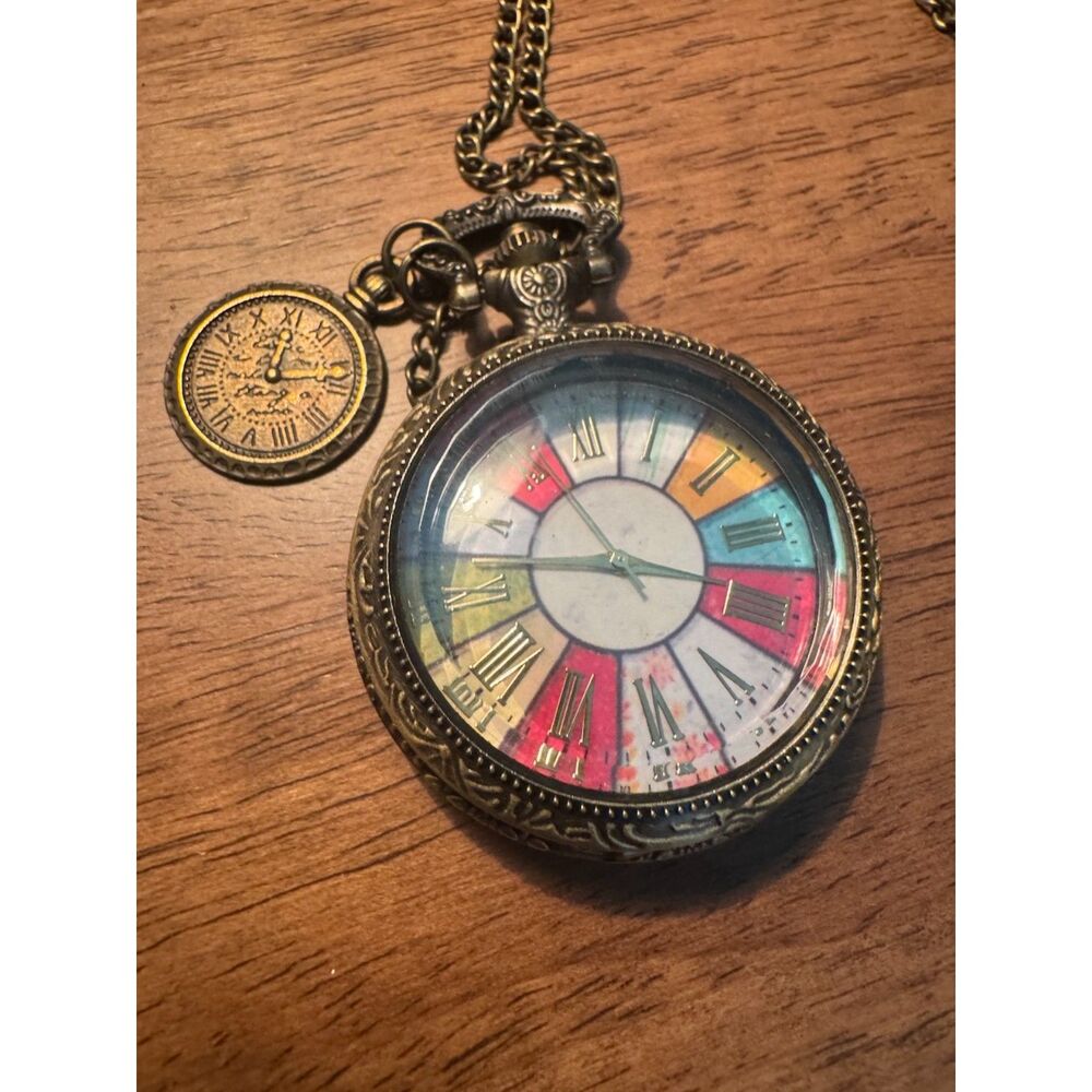 Colorful Roman Numeral Pocket Watch Bronze Toned Steampunk